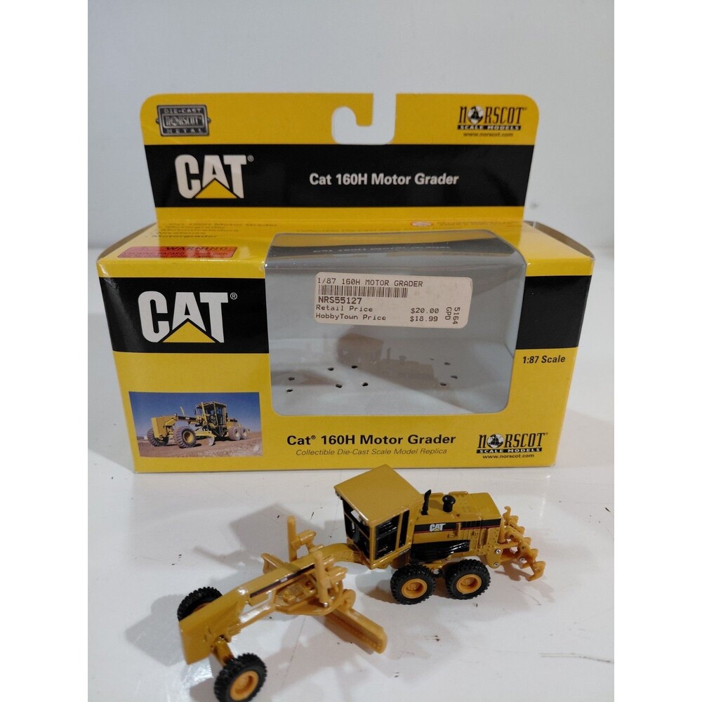 Norscot 55127 HO 1:87 Die Cast Caterpillar 160H Motor Road Grader w/Box